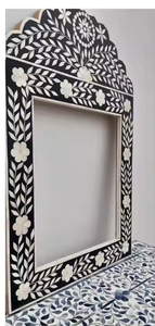 Espejo de pared con marco de incrustaciones de hueso de color con razonable para baño y hotel de Crescent Crafts - Product Image 5