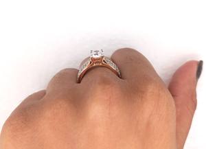 Bague en or jaune/rose massif 14 carats pour femmes, bague de fiançailles en diamant de laboratoire de luxe de 1 carat, taille ronde, cadeau de mariage - Product Image 5