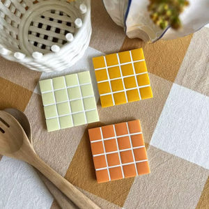 Sous-verre carré en mosaïque de verre pour protection de table, accessoire de bar, ustensile de cuisine, isolation thermique pour tasses à café et mugs, fournisseur en gros - Product Image 1