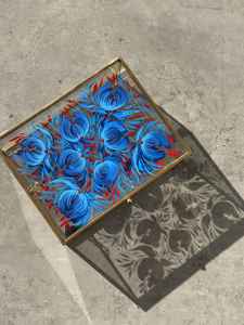 Cajas de anillos de joyería de cristal de forma cuadrada pintadas a mano con acabado dorado, Perfectas para almacenar anillos, collares y accesorios finos - Product Image 2