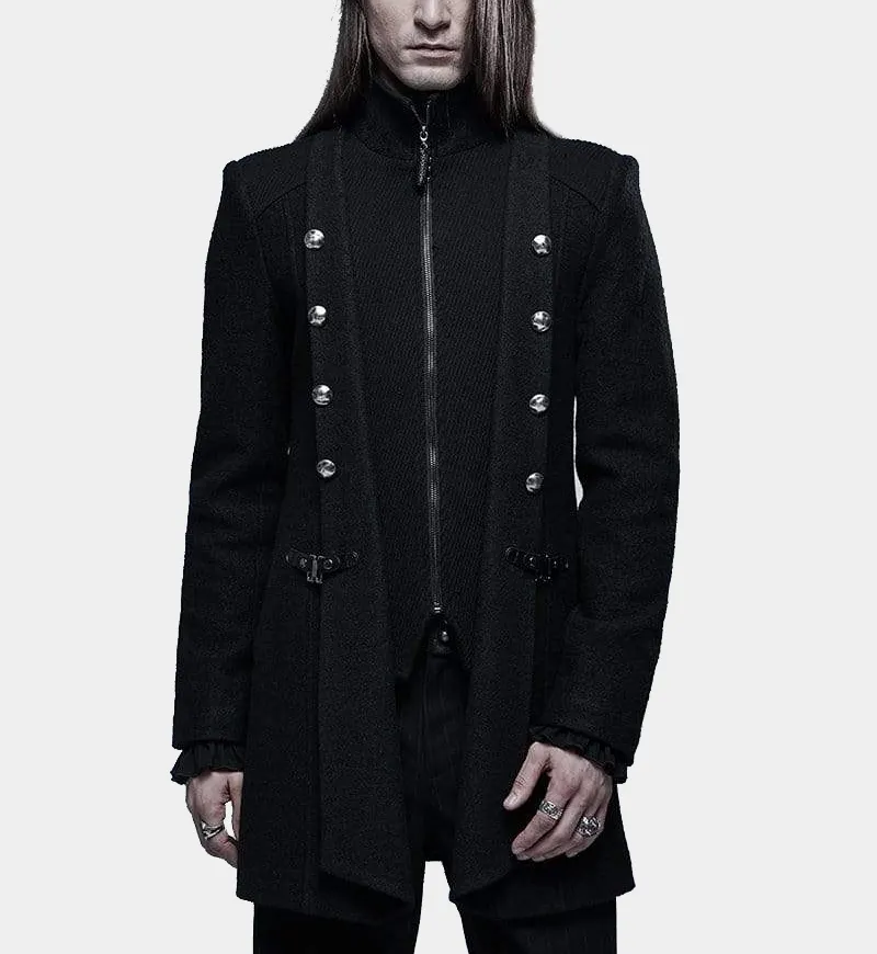 Pria Gothic mantel bertudung Kulit abad pertengahan Gotik Retro Punk jaket lengan panjang kustom Gothic Wear