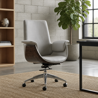 Chaise de bureau exécutive ergonomique en cuir PU, pivotante et réglable, avec base chromée, pour un siège de bureau moderne