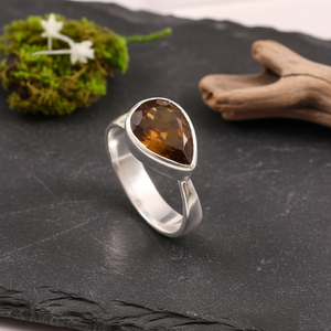 Anillo de piedras preciosas de cuarzo ahumado con corte de pera de Plata de Ley 925 - Product Image 2