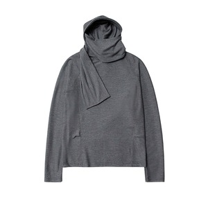 2025 printemps hommes nouveau bas à capuche chemise superposition Poncho écharpe cou à capuche Niche conception pull ample sweat haut - Product Image 2