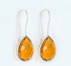 Haute qualité 925 argent Sterling Citrine larme boucles d'oreilles 12x16mm balancent bijoux fins pour les femmes mariage fête cadeau fabricant - Product Image 2