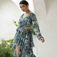 Gaun Chiffon Cetak Gaya Boho Chic Wanita Ramah Lingkungan, Bernapas, Kasual, Pesta, Malam Hari, Streetwear, Grosir Pabrik