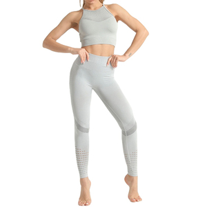 High Quality Women Yoga Set 90% Polyester 10% Spandex Fabric Solid Breathable <b>Leggings</b> Sports Bra Custom Gym Fitness Made - Product Image 1
