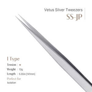 Pince à épiler Vetus SS-JP en acier inoxydable en forme de I, droite, pour volume, avec pointe fine, applicateur modèle échantillon gratuit - Product Image 2