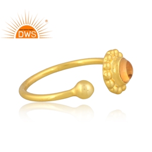 Latest Handmade Design 18K Gold Plated Natural Citrine Gemstone <b>Adjustable</b> <b>Ring</b> Custom Jewelry Manufacturer - Product Image 2