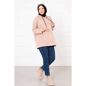 Sudadera con Bolsillo Canguro Beige, Tejido de Punto Transpirable - Product Image 3