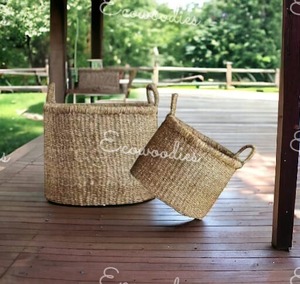 Round Woven Natural Rattan <b>Wicker</b> <b>Laundry</b> Storage <b>Basket</b> Handcrafted Round Woven Jute <b>Basket</b> Handmade Clothing Toys Organize - Product Image 6