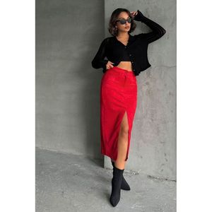TOPSHOW Women's <b>Red</b> Suede Wholesale <b>Skirt</b> - Plain Solid Color A-Line <b>Mini</b> <b>Skirt</b> for Bulk Orders - Product Image 1