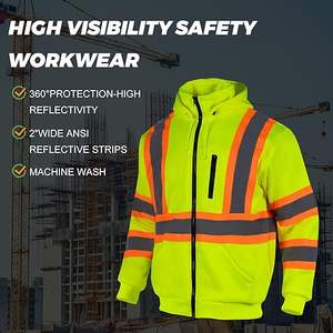 Chaqueta de invierno Softshell de seguridad para hombres con cinta reflectante impermeable de trabajo verde de alta visibilidad - Product Image 5