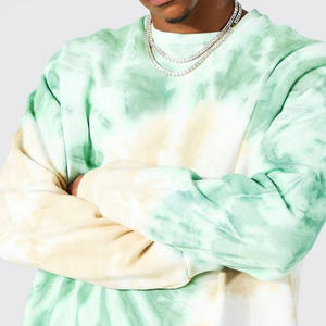 Sudaderas personalizadas de poliéster de manga larga para hombre, sudaderas con capucha de estilo de otoño con cuello redondo y tinte de corbata verde para hombre - Product Image 3