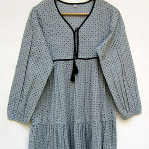 Verano Boho mujer manga larga Midi gasa vestido elegante Casual Mini vestido de fiesta botón decoración Natural para adultos - Product Image 1