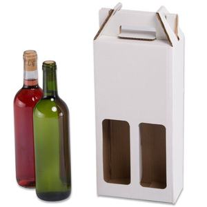 Caja de Regalo de Cartón Blanco Autoensamblable con Asa en Relieve para 2 Botellas de Vino Bordeaux/Burgundy, Sin Necesidad de Cinta - Product Image 3