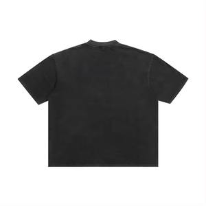 Camiseta bordada desgastada lavada con ácido de alta calidad, camisetas con parche de chenilla de algodón 100% para hombres - Product Image 4