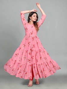Robe Anarkali style tendance pour les fêtes, 4 couleurs, en georgette avec broderie et travail de codage, avec dupatta par Royal Export - Product Image 6