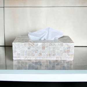 Producto de alta calidad al por mayor de nácar y resina incrustaciones caja de pañuelos fregona soporte de pañuelos de resina de la India - Product Image 4