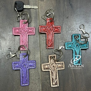 พวงกุญแจหนังวัวแท้ลายสลักมือ ดีไซน์ใหม่ คุณภาพสูง ของขวัญสุดหรูสำหรับทุกเพศ - Product Image 1