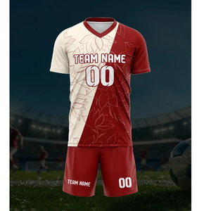 Ensemble maillot et short de football pour hommes personnalisé en gros-Personnalisez avec votre nom et numéro, polyester respirant - Product Image 2
