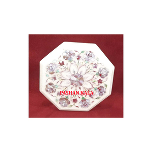 Mejor artículo de venta en línea incrustaciones de mármol blanco Pietra Dura Mesa forma octogonal para la fabricación de decoración del hogar y el hotel - Product Image 1