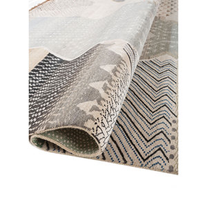 Manchaha Ivory Hand Knotted <b>Wool</b> Bamboo Silk Rug 10mm Thick Geometric Abstract Pattern for Home Hallway Rectangle Model-Les-2774 - Product Image 2