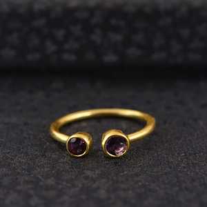 Boho Amethyst <b>Rings</b> 18k Gold Plated Brass <b>Rings</b> Open Band <b>Rings</b> Handmade <b>Statement</b> Wholesale <b>Rings</b> - Product Image 1