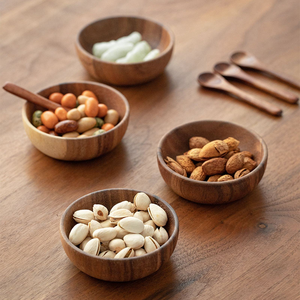 Vente en gros Bois d'acacia massif Écologique Poli Mini Bol à trempette entier Fête Minimaliste - Product Image 2