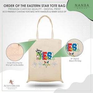OES Masonic Eastern Star Shriner Cotton Canvas <b>Tote</b> Bag Multiple Fraternal Designs Digital Print Reusable Travel Bag - Product Image 6