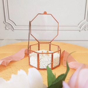 New Arrival Factory Price Hot Sale Wedding <b>Glass</b> Ring Box Custom Clear <b>Glass</b> Jewelry Holder Hexagon Geometric Gift Holder <b>Boxes</b> - Product Image 3
