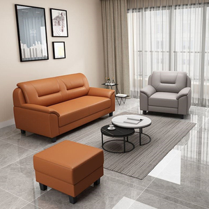 Canapé de bureau moderne en cuir trois places, modulaire, pour salle d'attente, réception ou zone de séjour. - Product Image 3