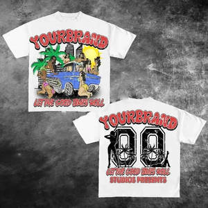 OEM 100% algodón camiseta unisex de gran tamaño de secado rápido de alta calidad All-Over Screen Print gráfico personalizado fabricante - Product Image 3