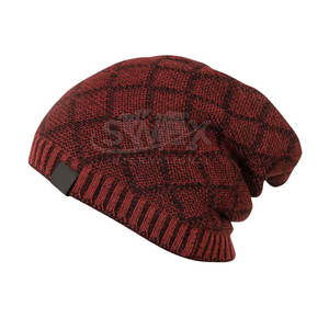 Comfortable High Manufacture Custom Design Jacquard Slouchy <b>Beanie</b> Hats Low Price <b>Light</b> Weight Jacquard Slouchy <b>Beanie</b> Hats - Product Image 1