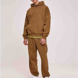 Conjunto de pantalones de chándal con capucha de gran tamaño para hombre, chándal de talla grande con estampado de logotipo personalizado y forro polar de algodón - Product Image 2