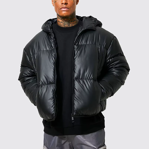 Chaqueta de Plumón de Alta Calidad OEM, Abrigo Acolchado con Logotipo Personalizado, Chaqueta de Invierno Cálida Negra con Capucha para Hombre 2026 - Product Image 4