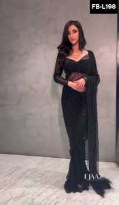 Saree Lưới Phong Cách Phương Tây Ấn Độ Với Chuỗi Cầu Vồng Màu Sữa Lạ Mắt Và Công Việc Chỉ Và Công Việc Biên Giới Jhalar Phụ Nữ Mặc Saree Lạ Mắt - Product Image 6