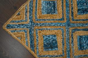 Vente chaude À La Main Design Moderne Naturel Tressé Boho Jute Tapis Bleu Écologique Antidérapant Taille Personnalisable - Product Image 3