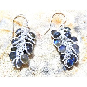 Boucles d'oreilles en labradorite grappe de raisins en argent sterling 925 pour filles bijoux en pierres précieuses en or rose - Product Image 1