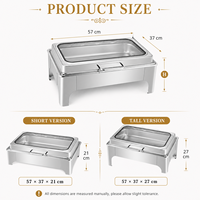Ensemble de chauffe-plats hydrauliques rectangulaires en acier inoxydable pour buffet chauffe-plats de luxe 9L ronds en or et argent avec brûleurs