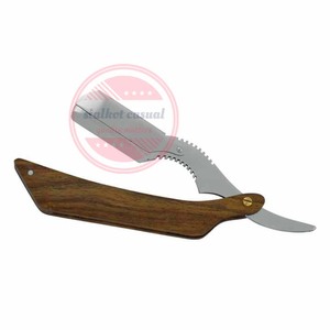 มีดโกนหนวดด้ามจับทำจากไม้มีดโกนสำหรับร้านตัดผมมีความปลอดภัยระดับมืออาชีพทำจากสแตนเลส - Product Image 2