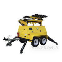 Menara Lampu Trailer Super Senyap untuk Penggunaan Rumah Tangga 4*1000W 5M 20kw Generator Listrik Perkins Portabel Bergerak dengan Roda
