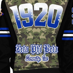 Chaqueta de Satén Premium Azul y Blanca para Mujer de la Hermandad Zeta Phi Beta 1920, Ropa Griega, Bordado con el Escudo ZPB, Ropa Universitaria - Product Image 4
