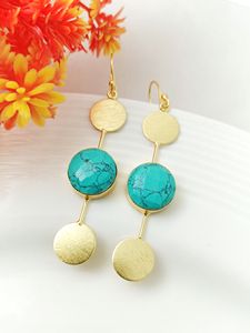 ต่างหูห้อยอัญมณีหลากสีชุบทองที่งดงามพร้อมตัวเรือนทองเหลืองสำหรับงานเลี้ยง - Product Image 3