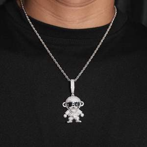 Micro Moissanite <b>Monkey</b> Pendant - Product Image 1