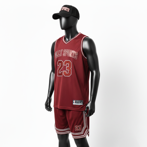 Ensemble short de basket-ball pour homme, polyester premium, maille légère, jersey et short bordeaux avec logo brodé personnalisé. - Product Image 4