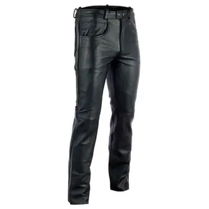 Hombres 100% piel de vaca genuina cuero de la motocicleta de grano completo color personalizado Jogger pent hombres