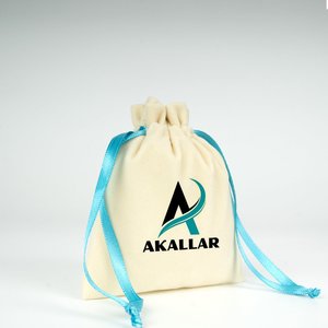 Personalized Turquoise Velvet Rose <b>Drawstring</b> <b>Pouch</b> with Screen Printing Recyclable for Storing Necklaces Gems-4 X 5 Inches - Product Image 6