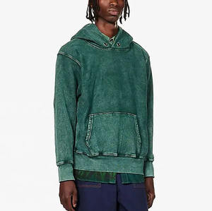 Sweat à capuche 100% coton lavé à l'acide pour hommes Premium confortable Street Wear Basics pour automne hiver sweat à capuche brodé - Product Image 4