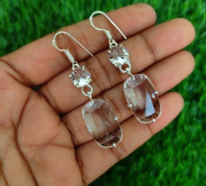 Venta al por Mayor de Pendientes de Cristal con Baño de Plata de Ley Estilo Bohemio, Joyería de Boda al por Mayor a Precio de Fábrica - Product Image 1